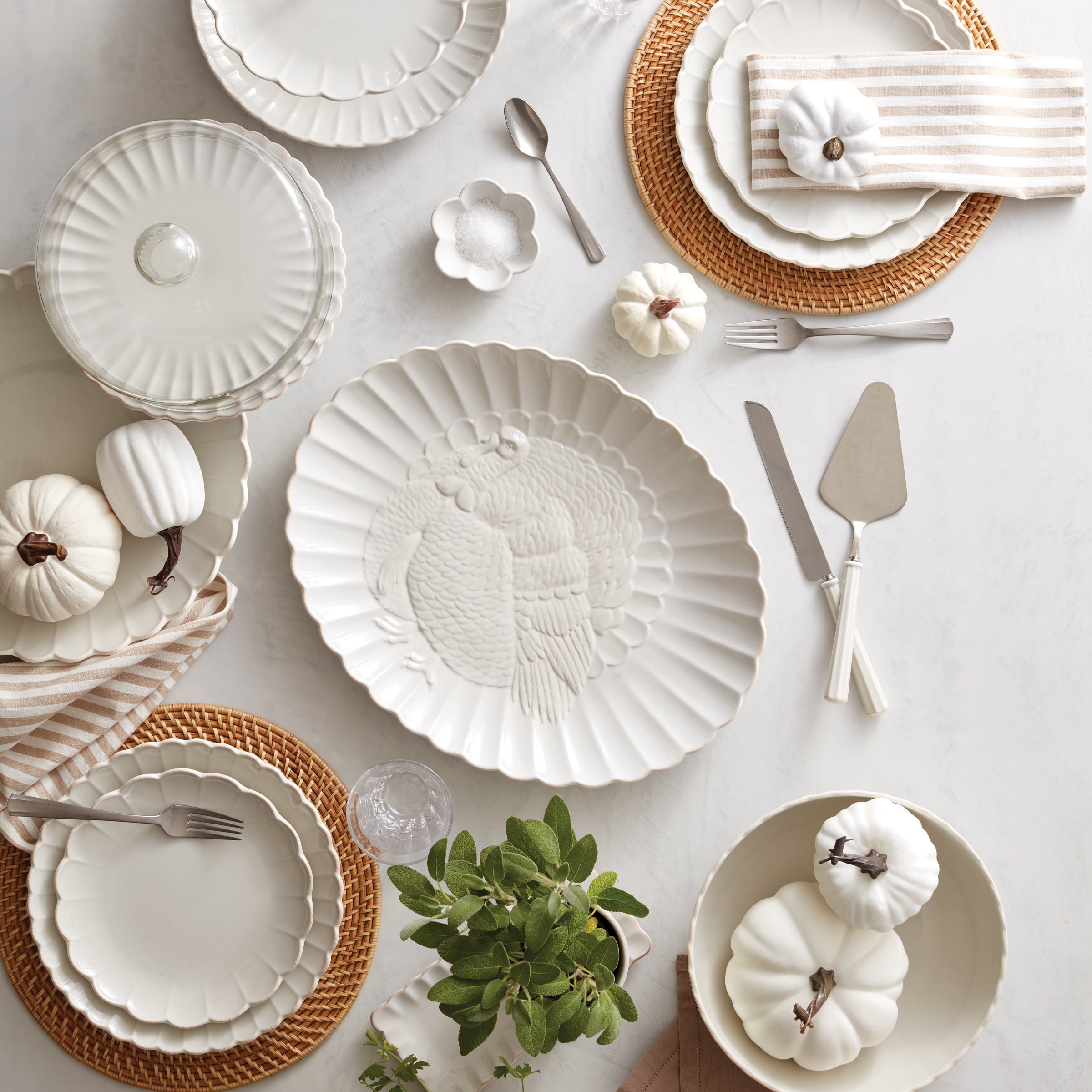 White Scalloped Stoneware Dinnerware Set, 12-Piece - Image 4