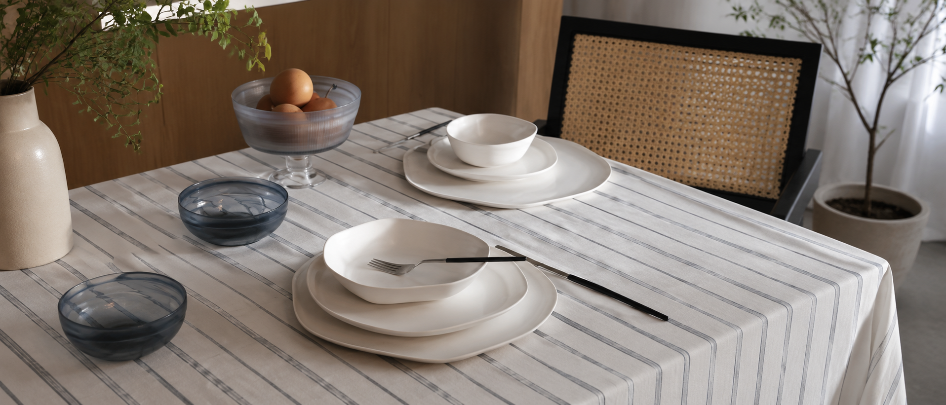 A colorful everyday table setting