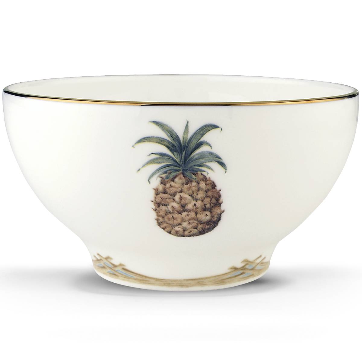 Gold Rim Bamboo Accent Rice Bowl