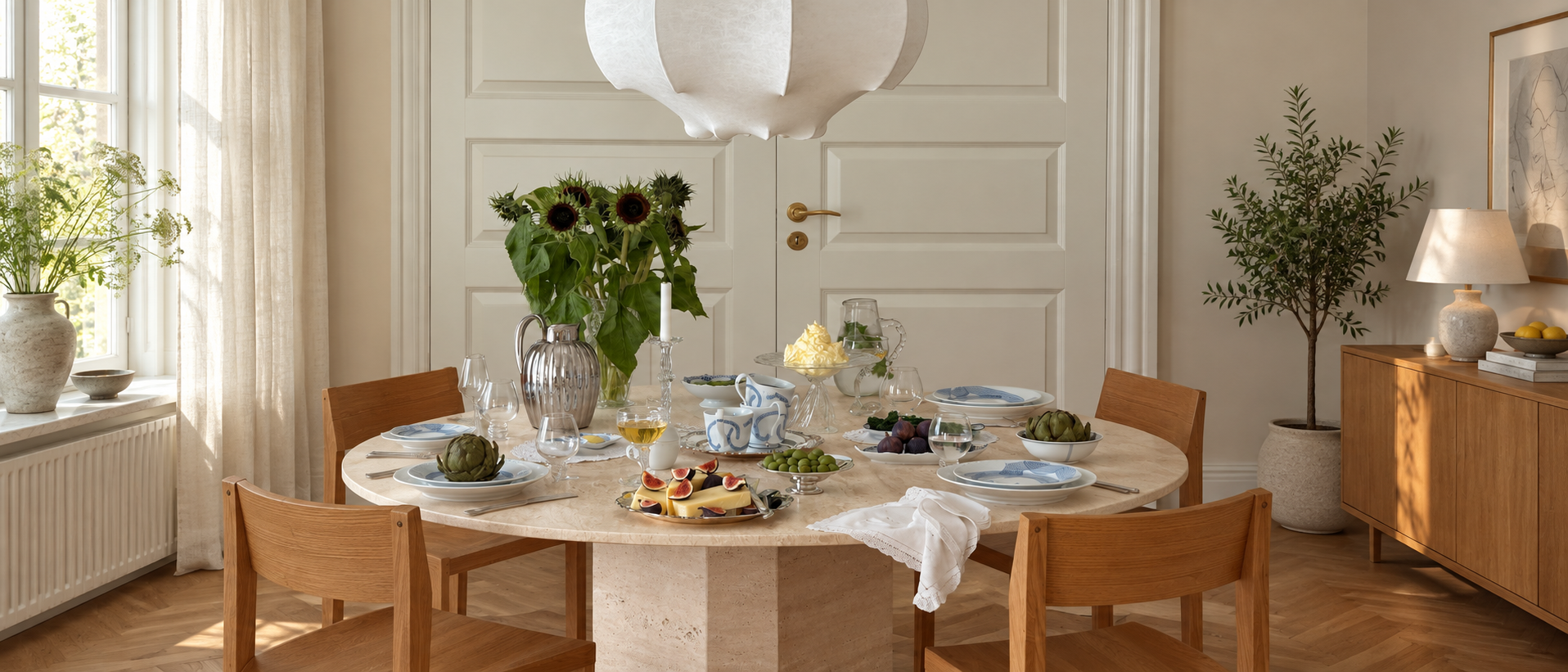Colorful tableware arranged for everyday dining