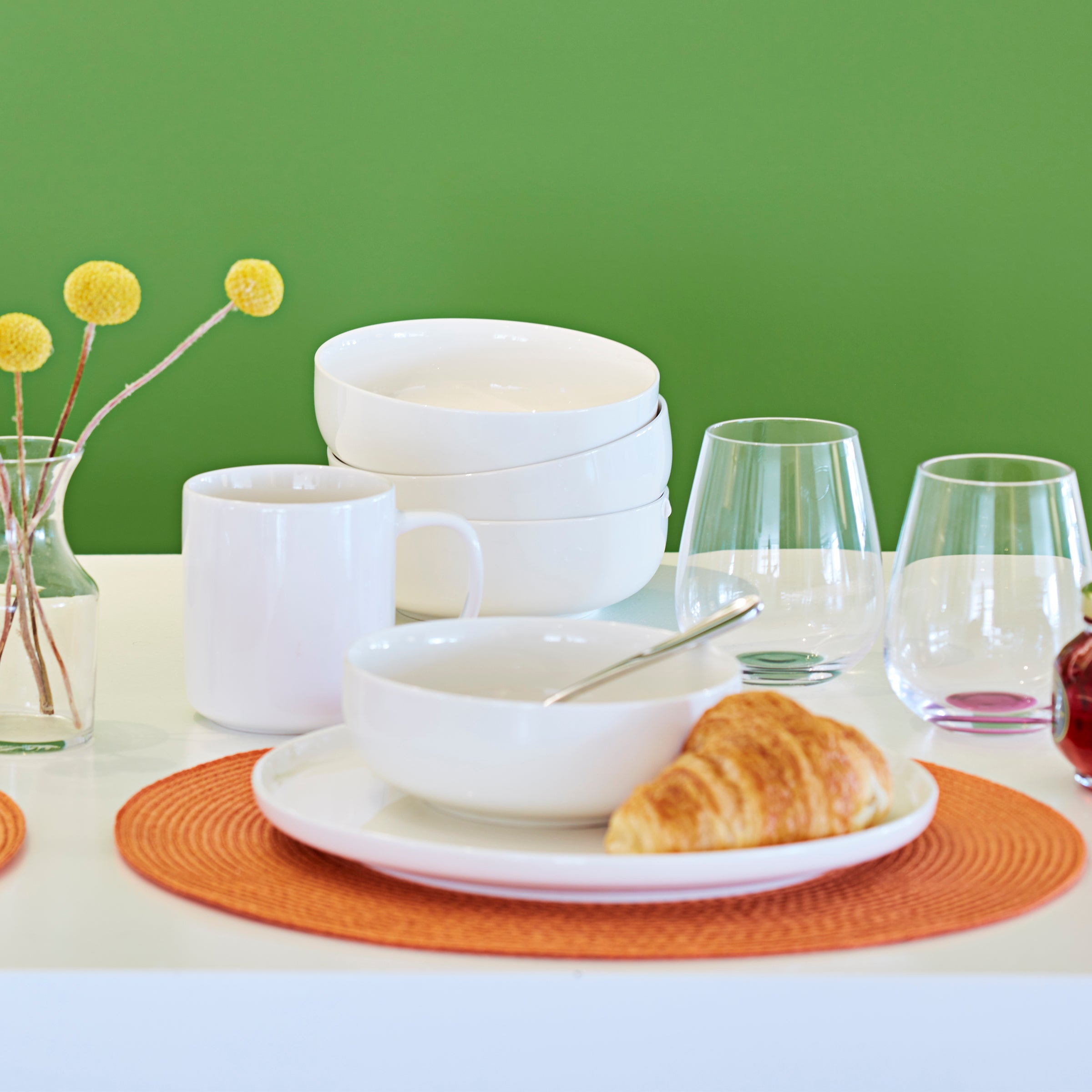 Classic White Porcelain Dinnerware Set, 12-Piece - Image 15