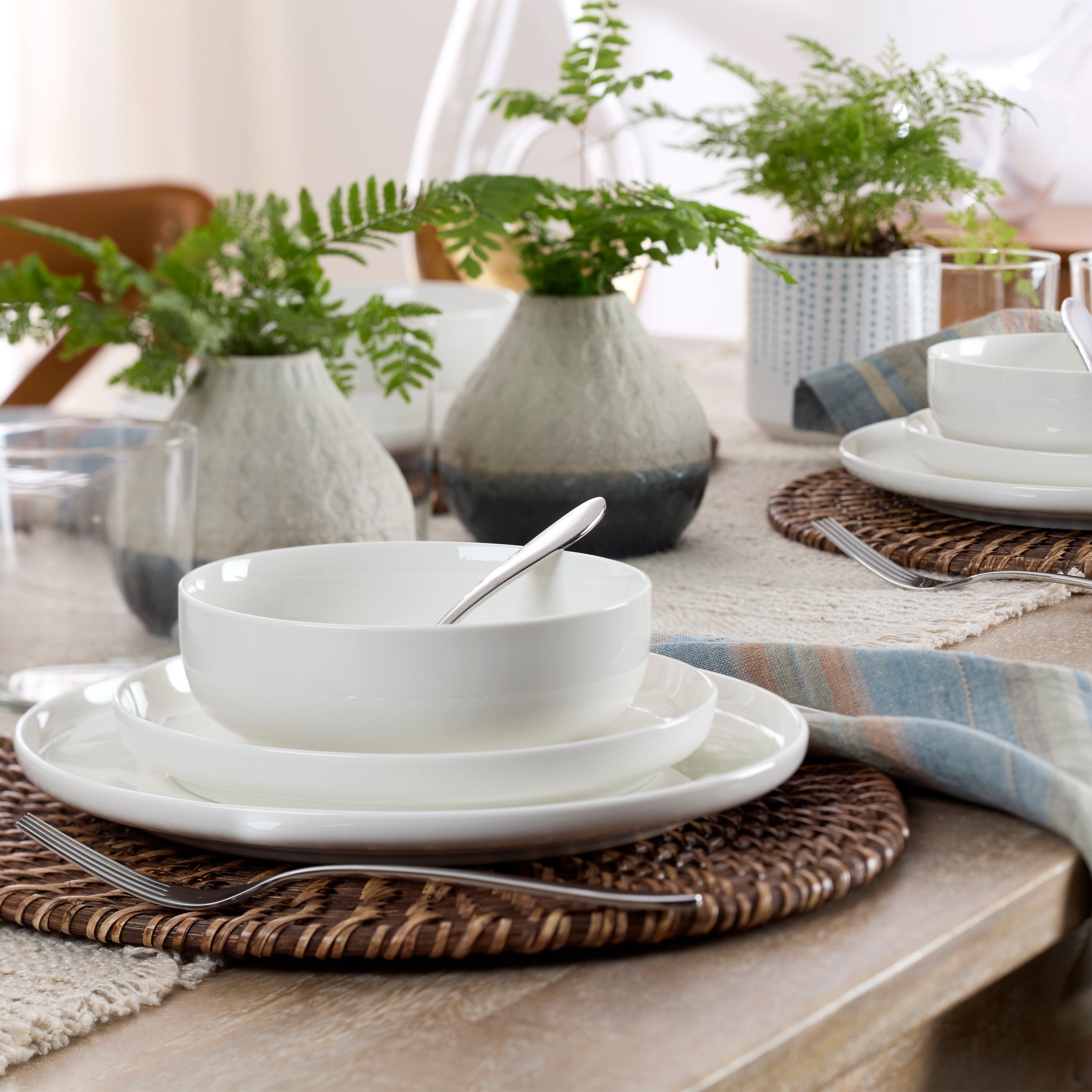 Classic White Porcelain Dinnerware Set, 12-Piece - Image 4