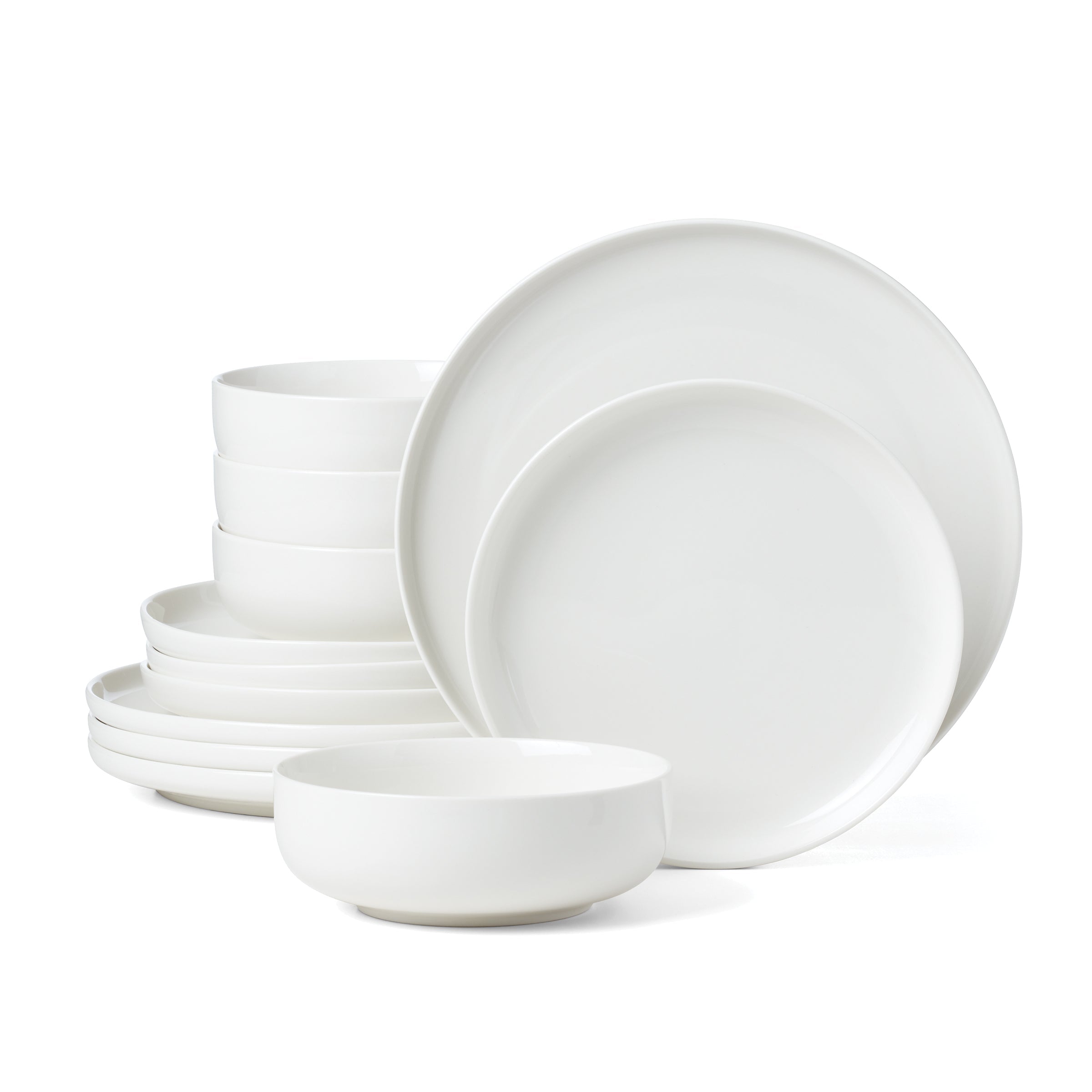 Classic White Porcelain Dinnerware Set, 12-Piece