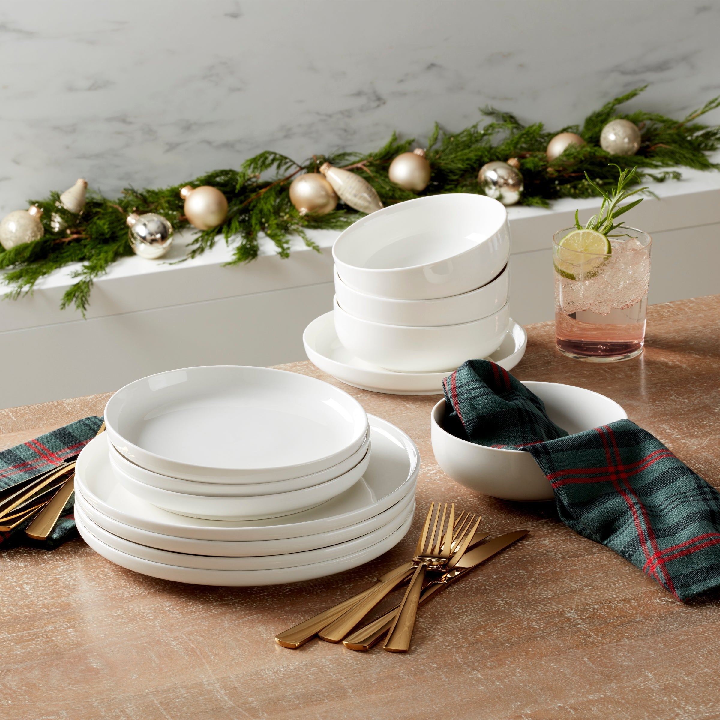 Classic White Porcelain Dinnerware Set, 12-Piece - Image 11