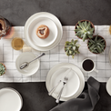 White Porcelain Black Rim Dinnerware Set, 12-Piece - Image 3
