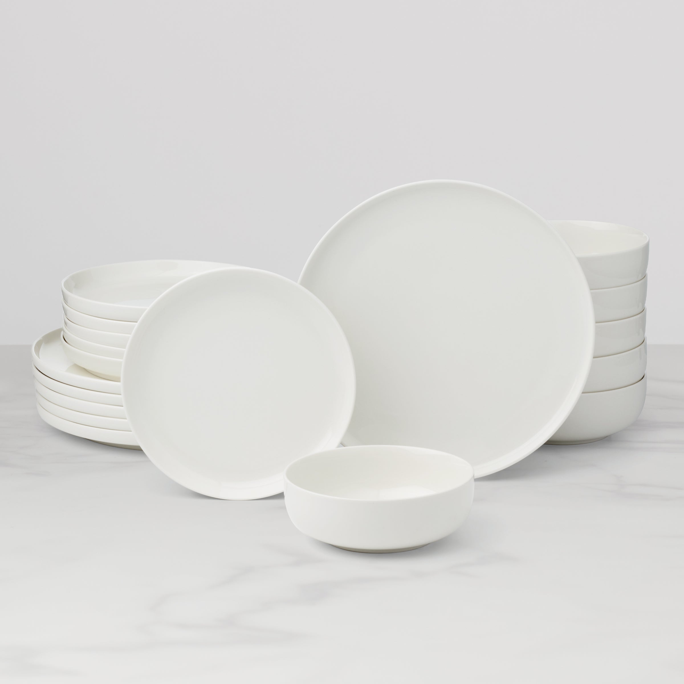 Classic White Porcelain Dinnerware Set, 18-Piece